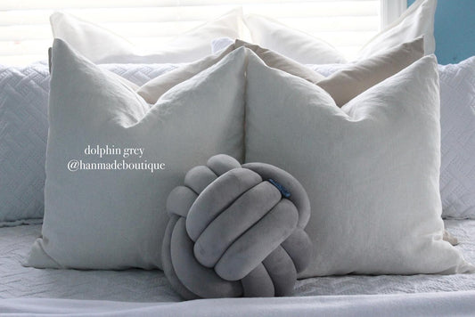 Dolphin Grey Velvet Knot Pillow