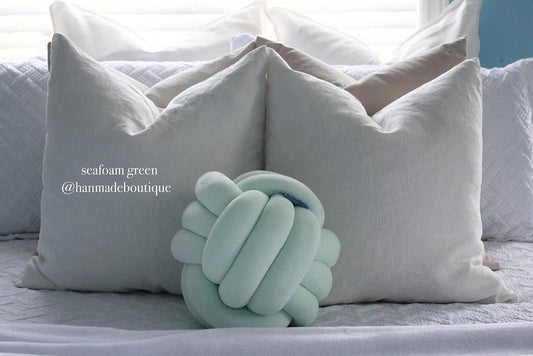 Seafoam Green Velvet Knot Pillow