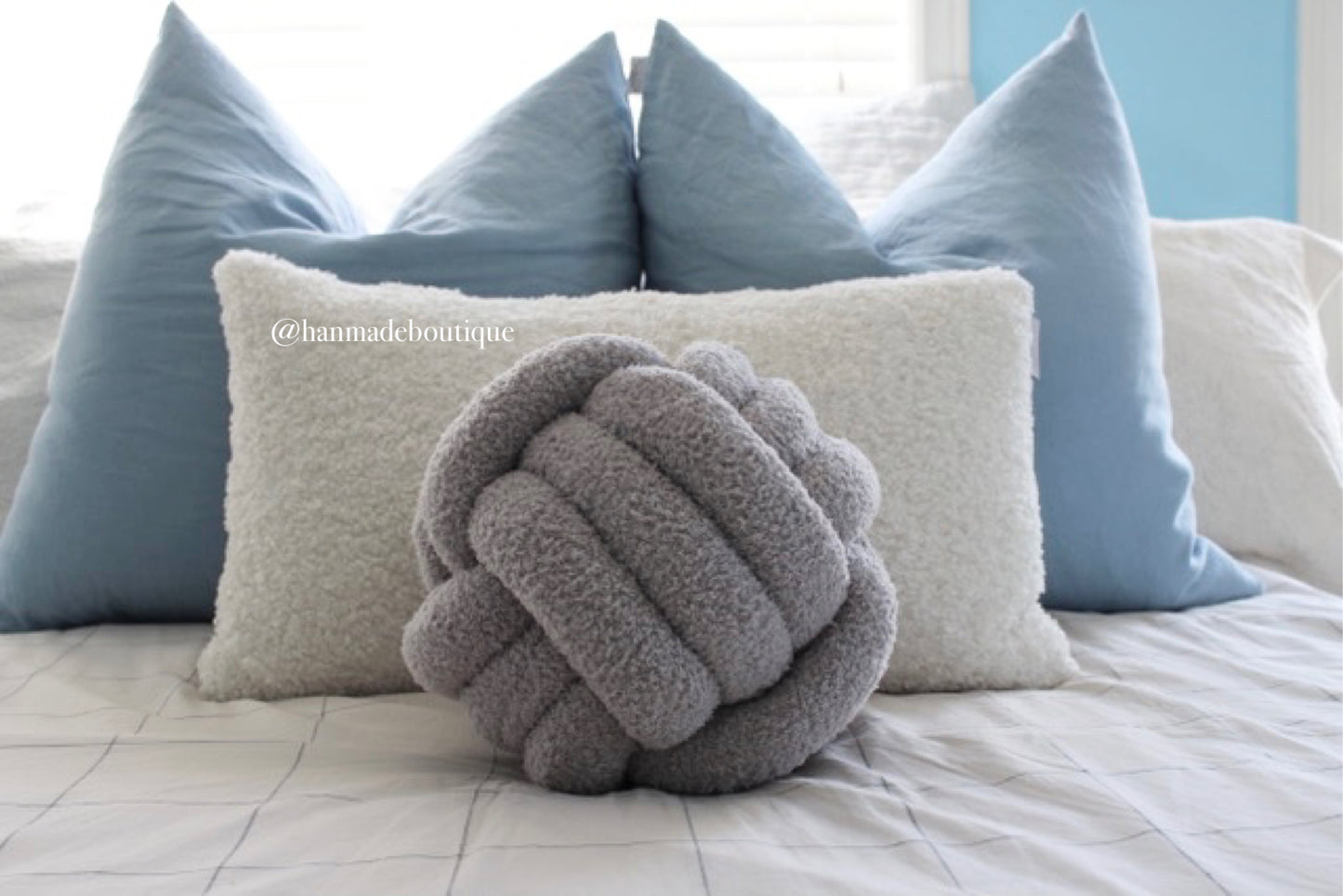 Grey Fog Sherpa Knot Pillow