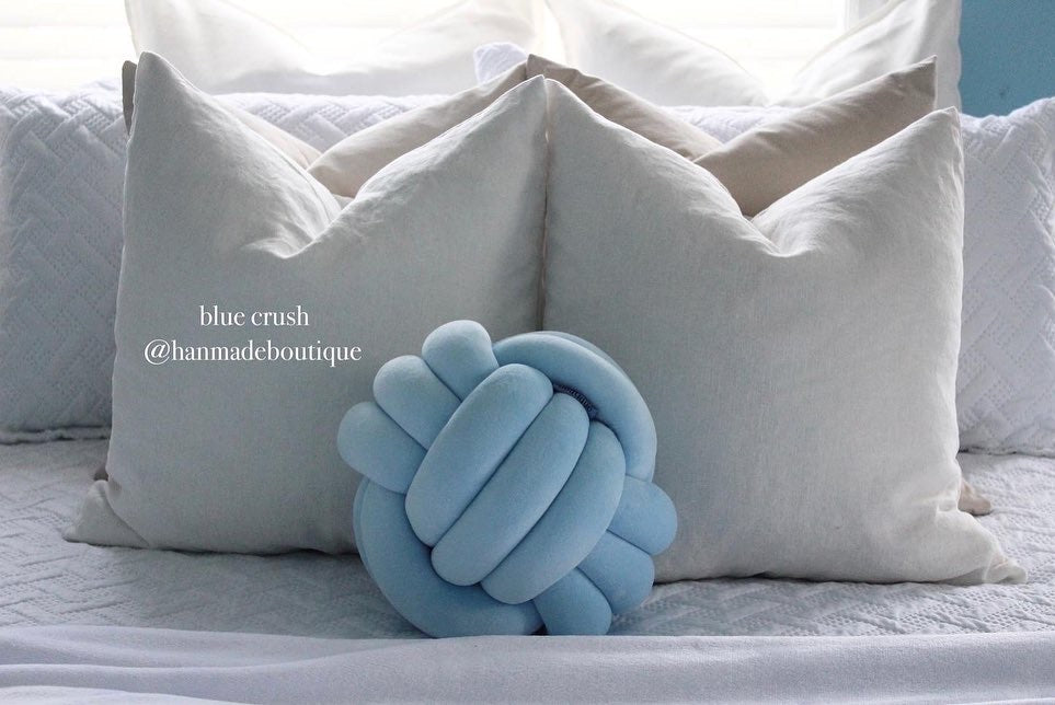 Blue Crush Velvet Knot Pillow