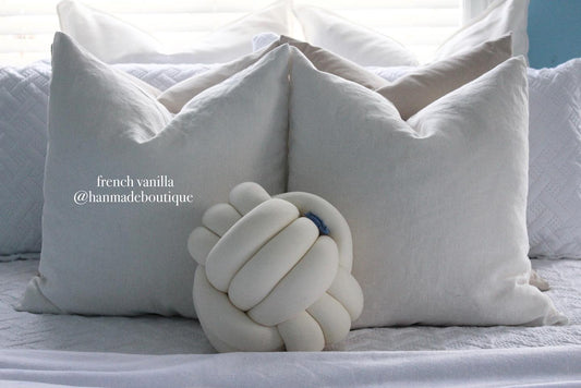 French Vanilla Fabric Knot Pillow