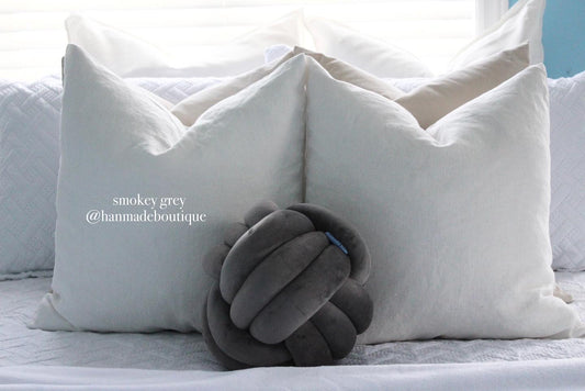Smokey Grey Velvet Knot Pillow