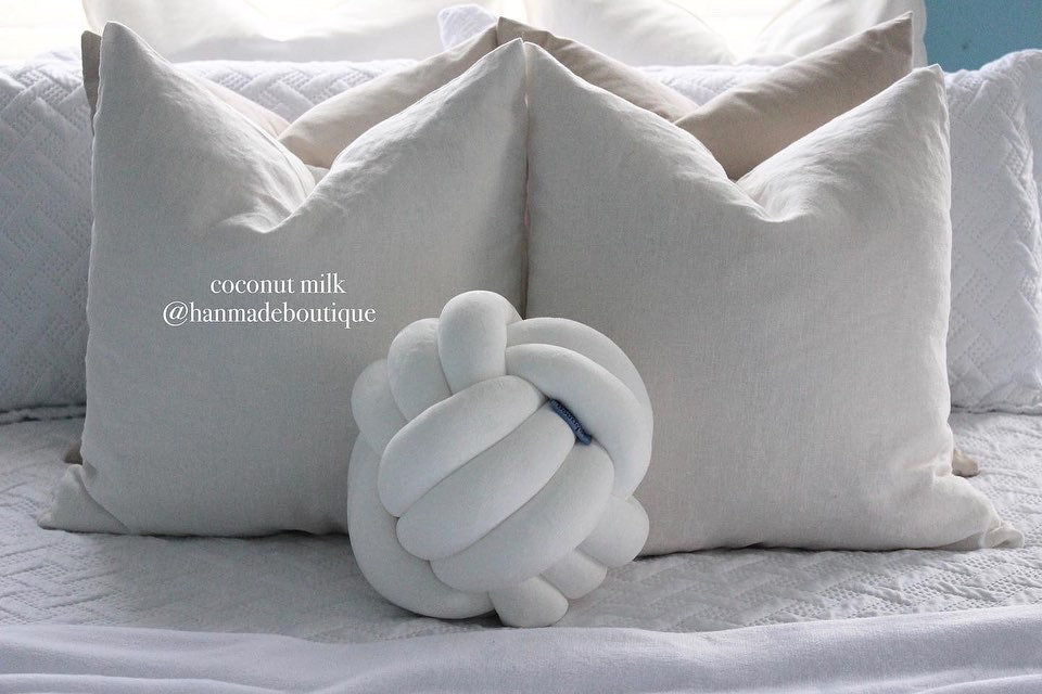 Coconut Milk Velvet Knot Pillow
