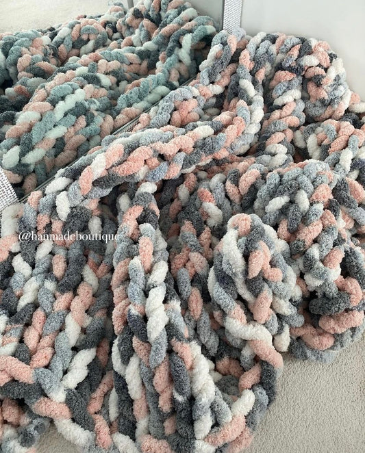 Pink Marble Mix Chunky Blanket