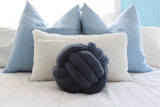 Denim Sherpa Knot Pillow