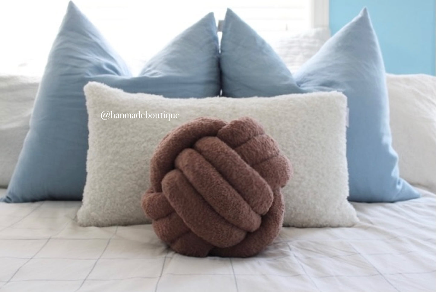 Teddy Brown Sherpa Knot Pillow